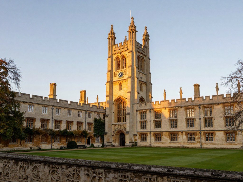 Oxford New College tower above historic college buildings Oxford New College tower above historic college buildings