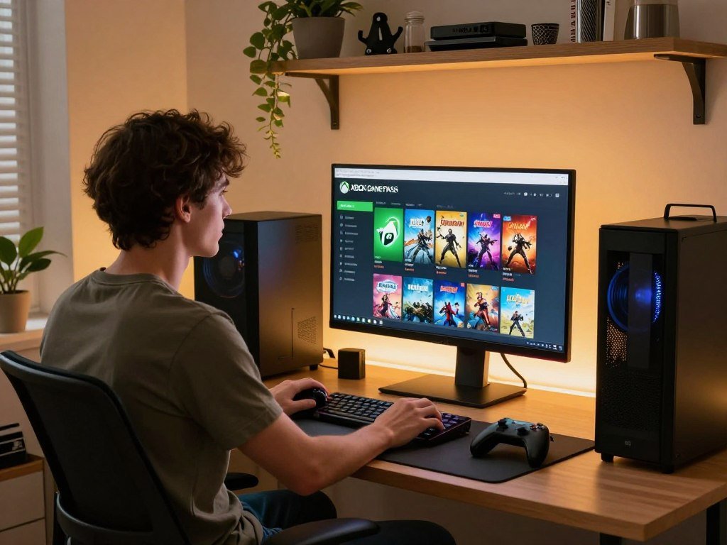 PC player browsing Xbox Game Pass games on Windows PC player browsing Xbox Game Pass games on Windows