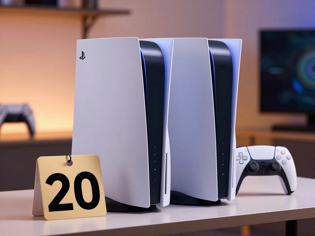 PS5 Digital Edition and disc model beside a price tag