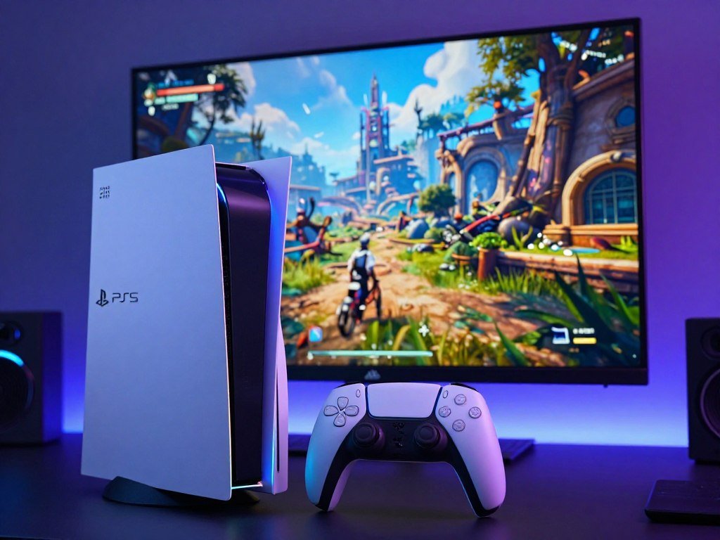PS5 Pro GPU rendering a detailed game scene PS5 Pro GPU rendering a detailed game scene