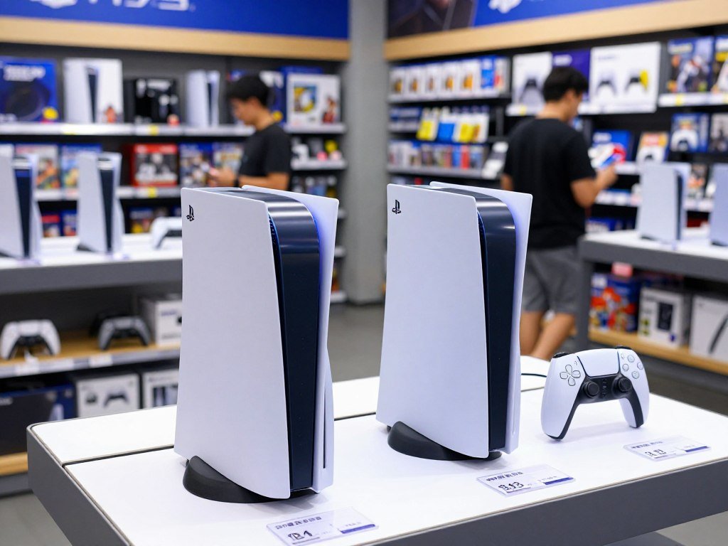 PS5 Pro and PS5 price labels shown on a store display