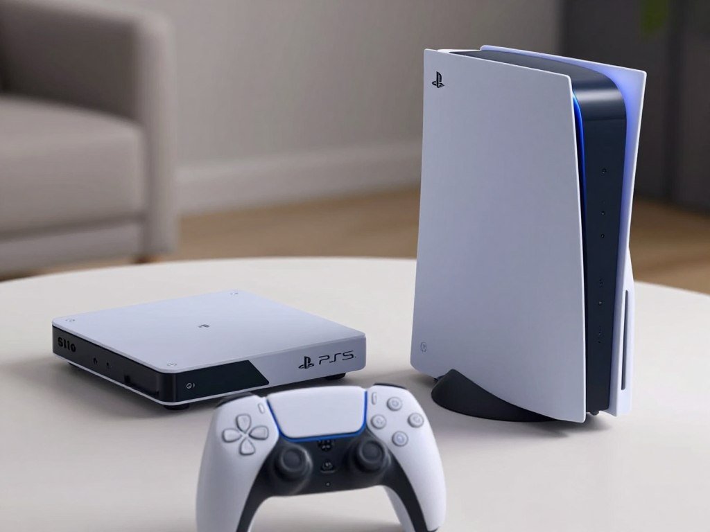 PS5 Slim digital edition beside its optional disc drive PS5 Slim digital edition beside its optional disc drive