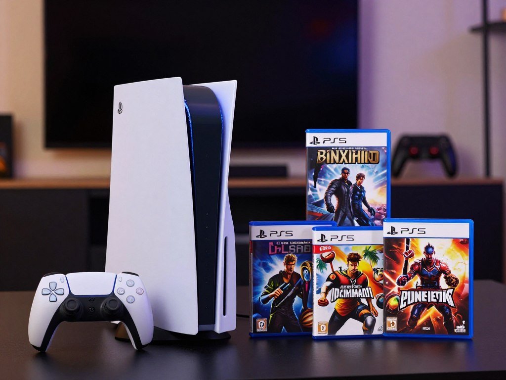 PS5 Slim disc edition beside physical game cases