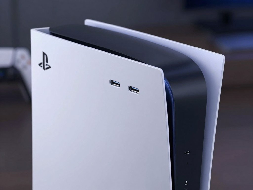 PS5 Slim front panel showing two USB-C ports and storage PS5 Slim front panel showing two USB-C ports and storage