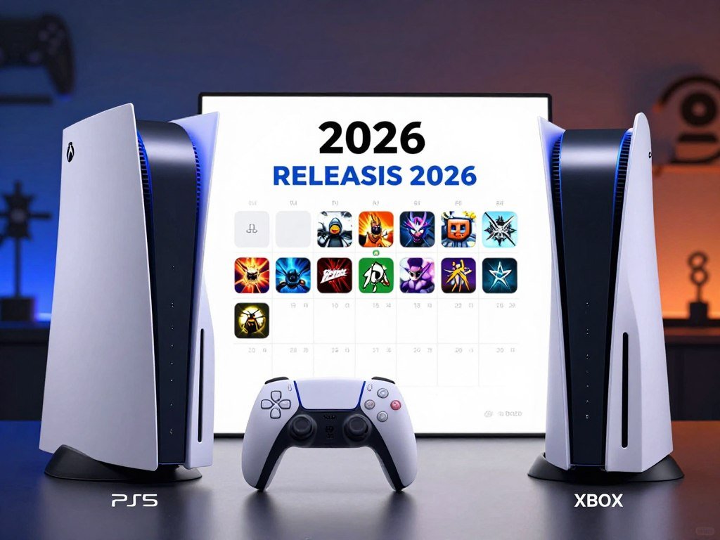 PS5 and Xbox labels beside a 2026 release schedule PS5 and Xbox labels beside a 2026 release schedule