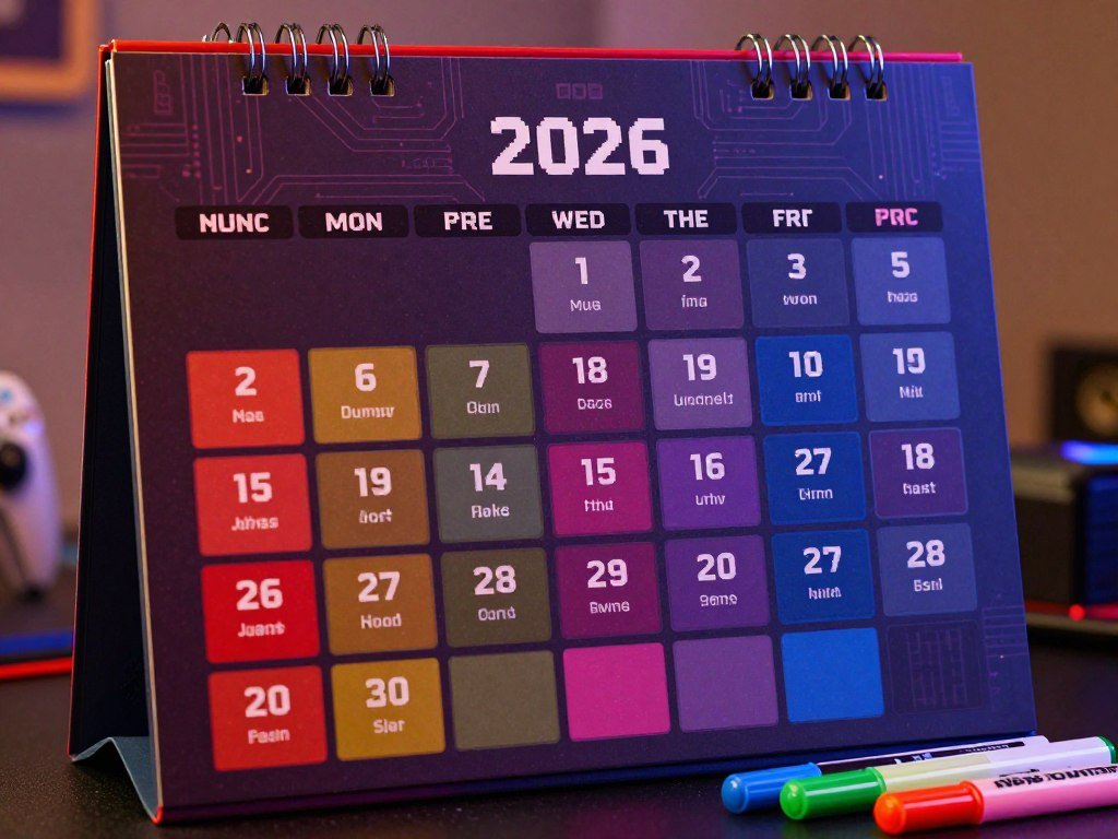 PS5 release dates arranged across a 2026 gaming calendar PS5 release dates arranged across a 2026 gaming calendar