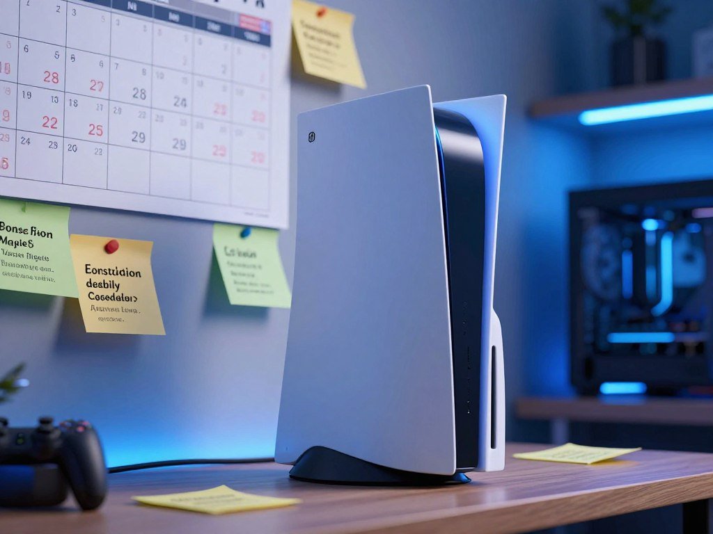 PS6 launch timing rumors beside a game console calendar PS6 launch timing rumors beside a game console calendar