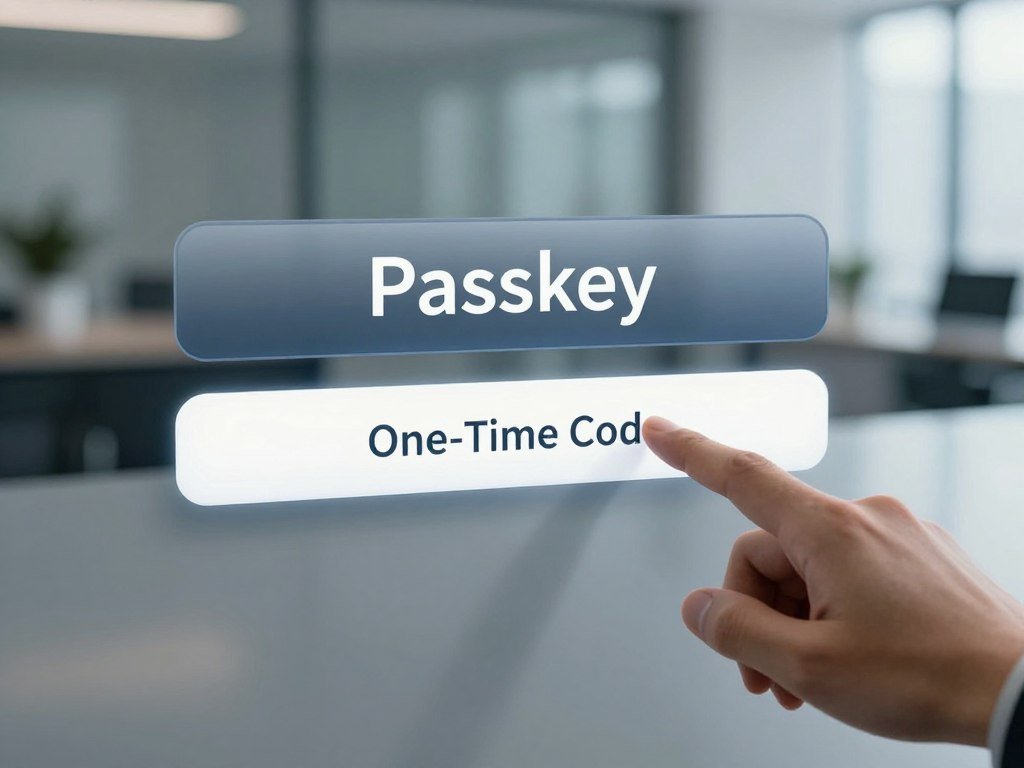 Passkey and one-time code shown as sign-in choices Passkey and one-time code shown as sign-in choices