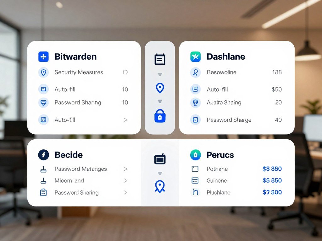 Password manager comparison showing Bitwarden and Dashlane features