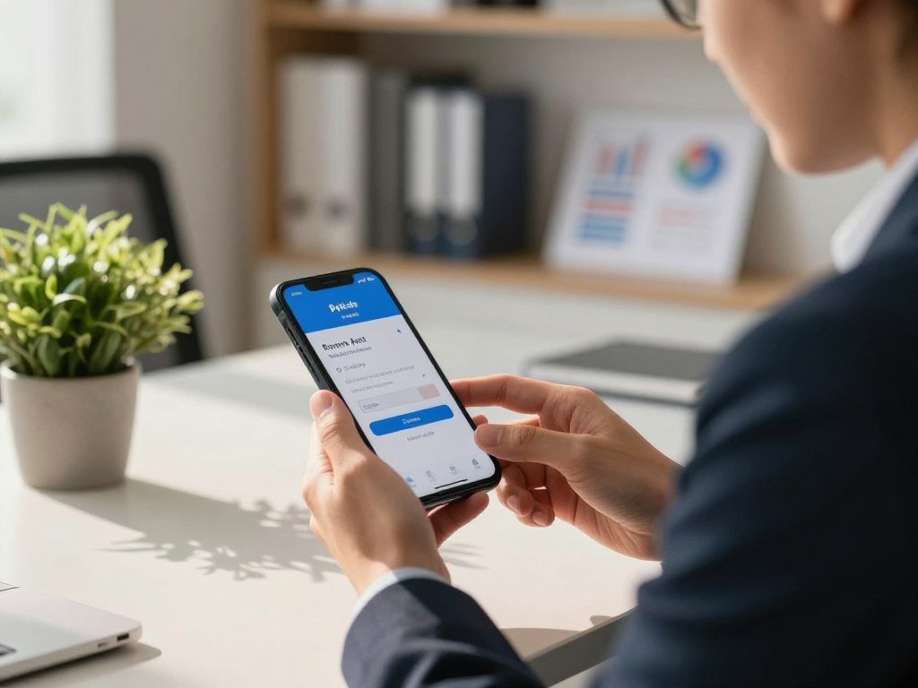 Person checking a bank alert through a trusted app Person checking a bank alert through a trusted app