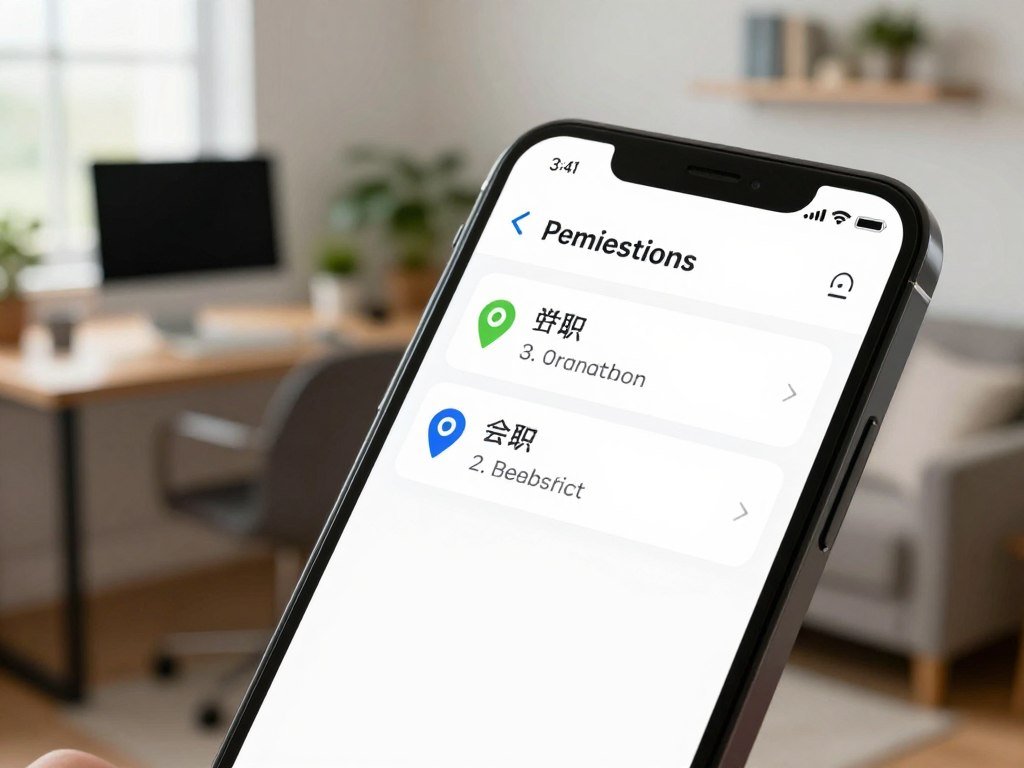 Phone displays app permissions for location and contacts