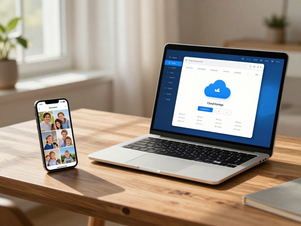 Phone, laptop, and cloud storage choices for family photos Phone, laptop, and cloud storage choices for family photos