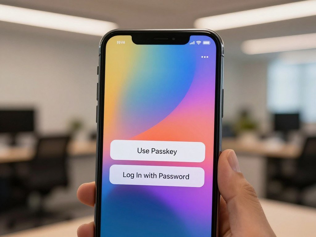 Phone showing an account choice and passkey unlock prompt Phone showing an account choice and passkey unlock prompt
