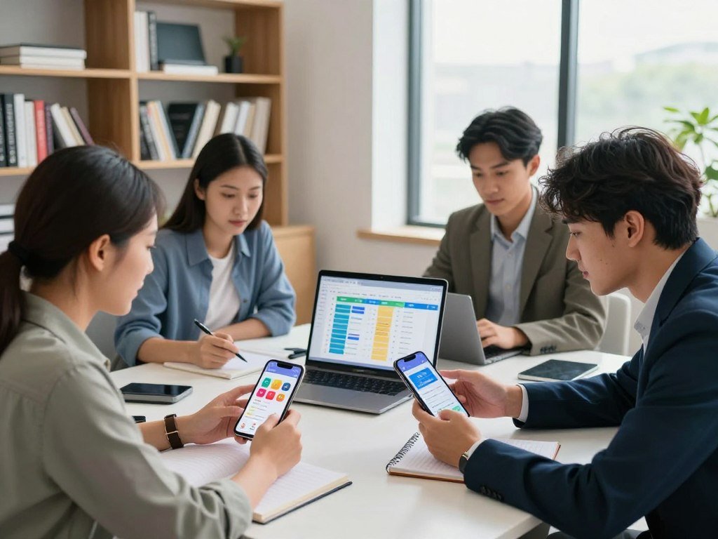 Phone users comparing photo backup apps across devices Phone users comparing photo backup apps across devices