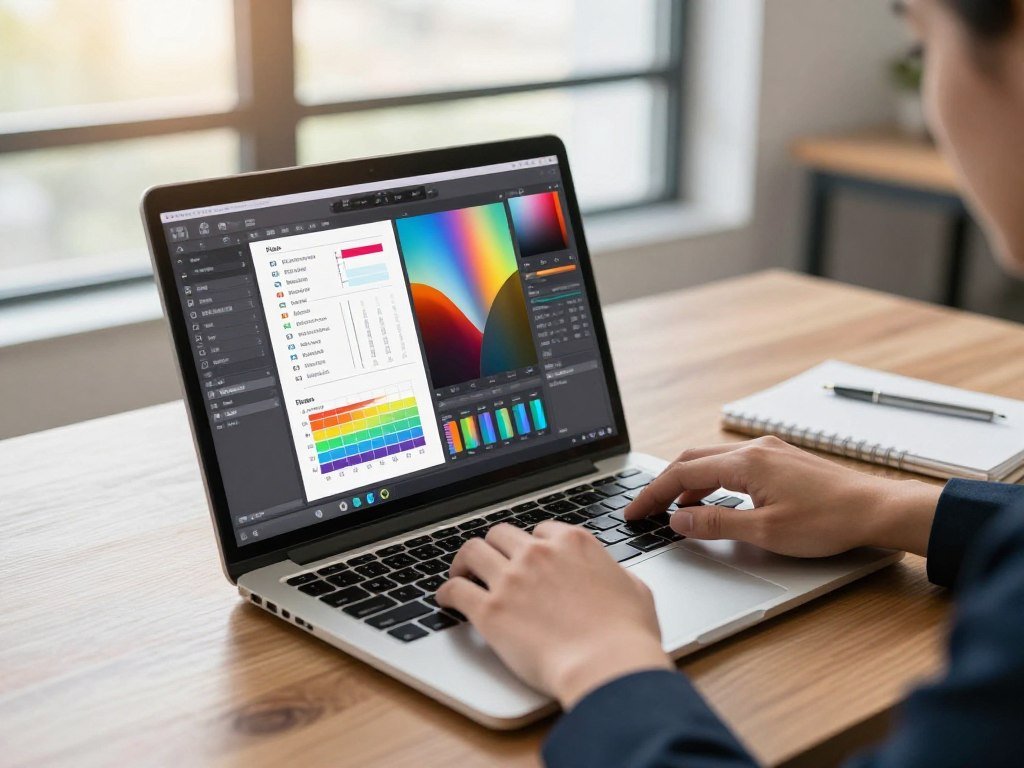Photo editing plan comparison beside a laptop screen Photo editing plan comparison beside a laptop screen