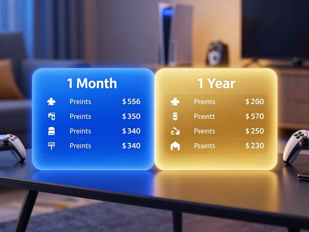 PlayStation Plus price table compares one month and one year PlayStation Plus price table compares one month and one year