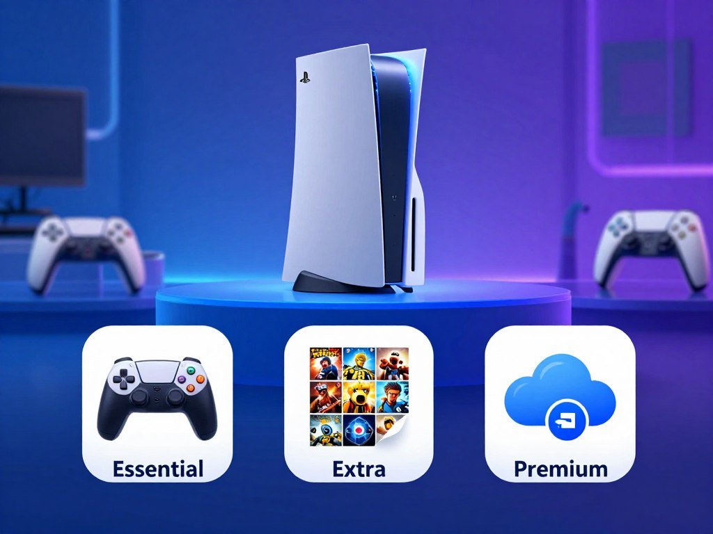 PlayStation Plus tiers offering games, cloud storage, and online access
