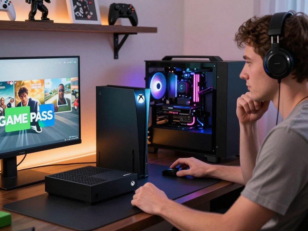 Player comparing Xbox console and PC access across Game Pass plans