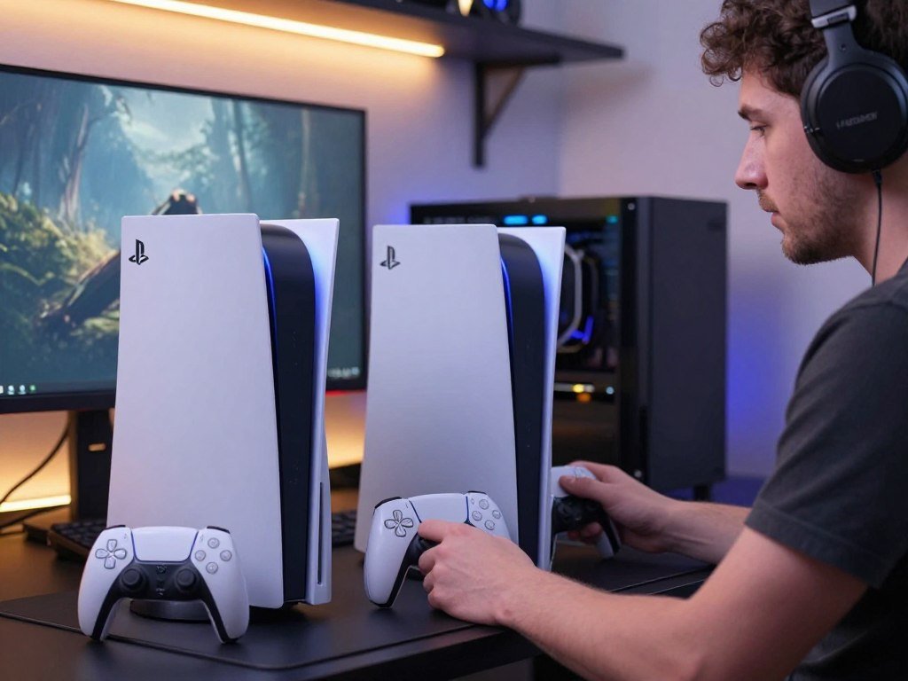 Player comparing standard PS5 and Pro console options Player comparing standard PS5 and Pro console options