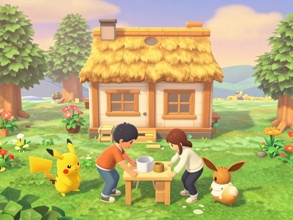 Players build a home with Pokémon in a cozy game Players build a home with Pokémon in a cozy game