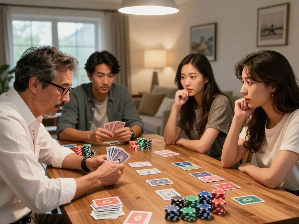 Players weigh risky cards during a quick card game Players weigh risky cards during a quick card game