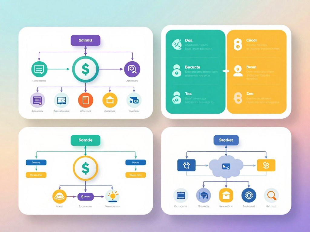 Process flow and comparison layouts organize infographic information Process flow and comparison layouts organize infographic information