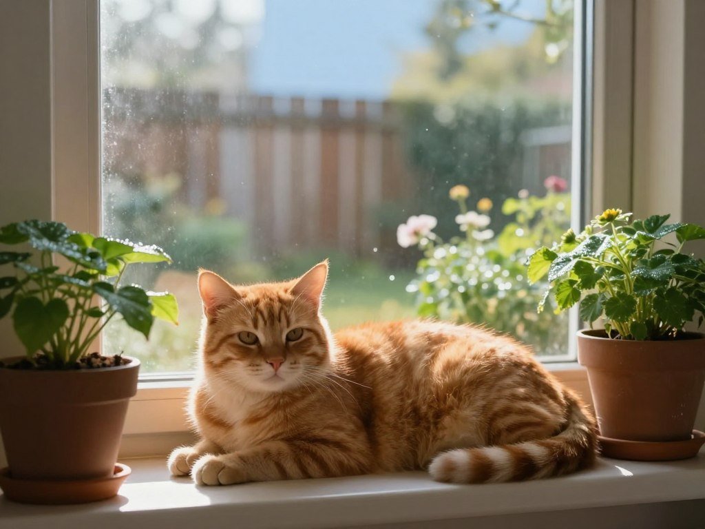 Prompt notes describe a ginger cat in morning light Prompt notes describe a ginger cat in morning light