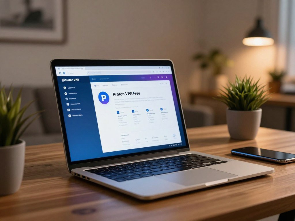 Proton VPN Free privacy features on a laptop screen