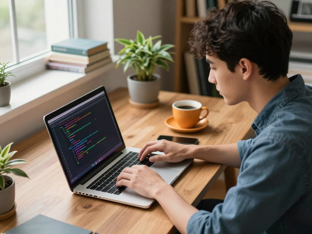 Python beginner testing a small data program on a laptop Python beginner testing a small data program on a laptop