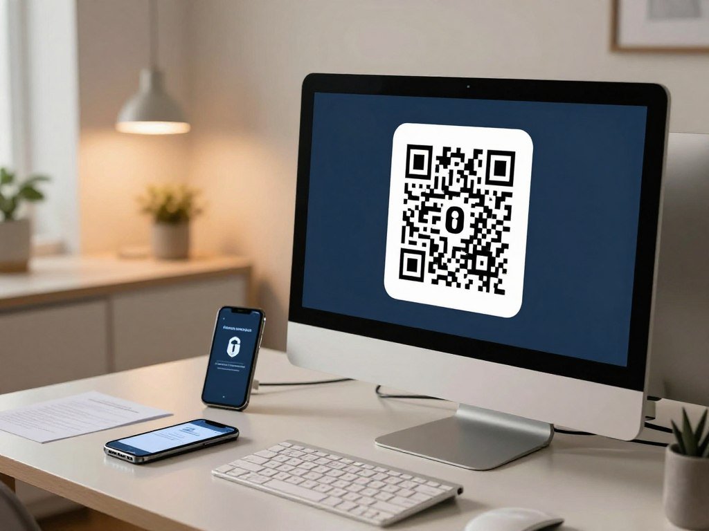 QR code setup screen beside six digit authentication codes