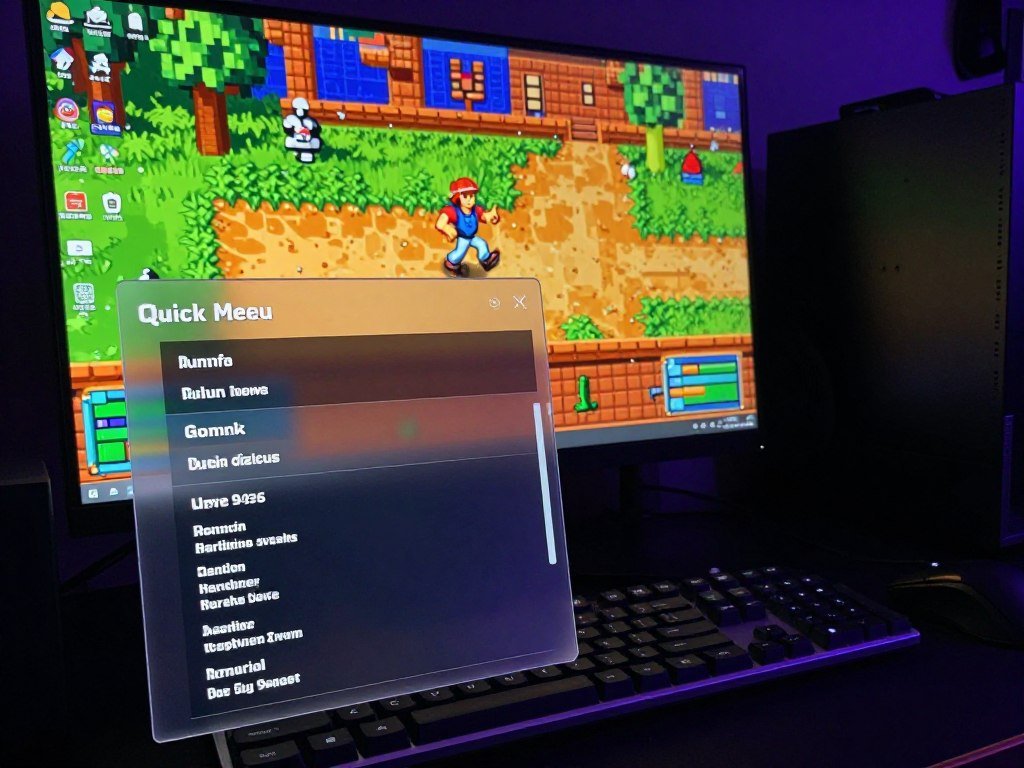 Quick Menu open over a running game on a Windows PC Quick Menu open over a running game on a Windows PC