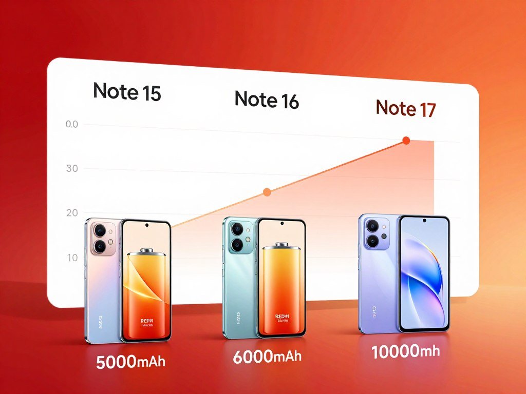 REDMI Note series battery capacity comparison across three models