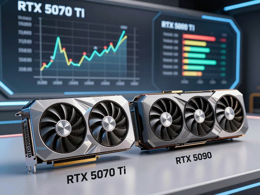 RTX 5070 Ti, RTX 5080, and RTX 5090 memory and power comparison RTX 5070 Ti, RTX 5080, and RTX 5090 memory and power comparison