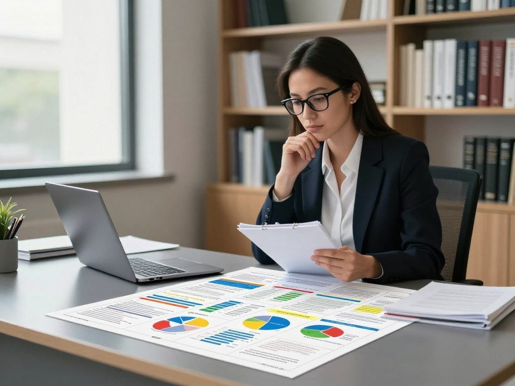 Researcher comparing study methods in a literature matrix