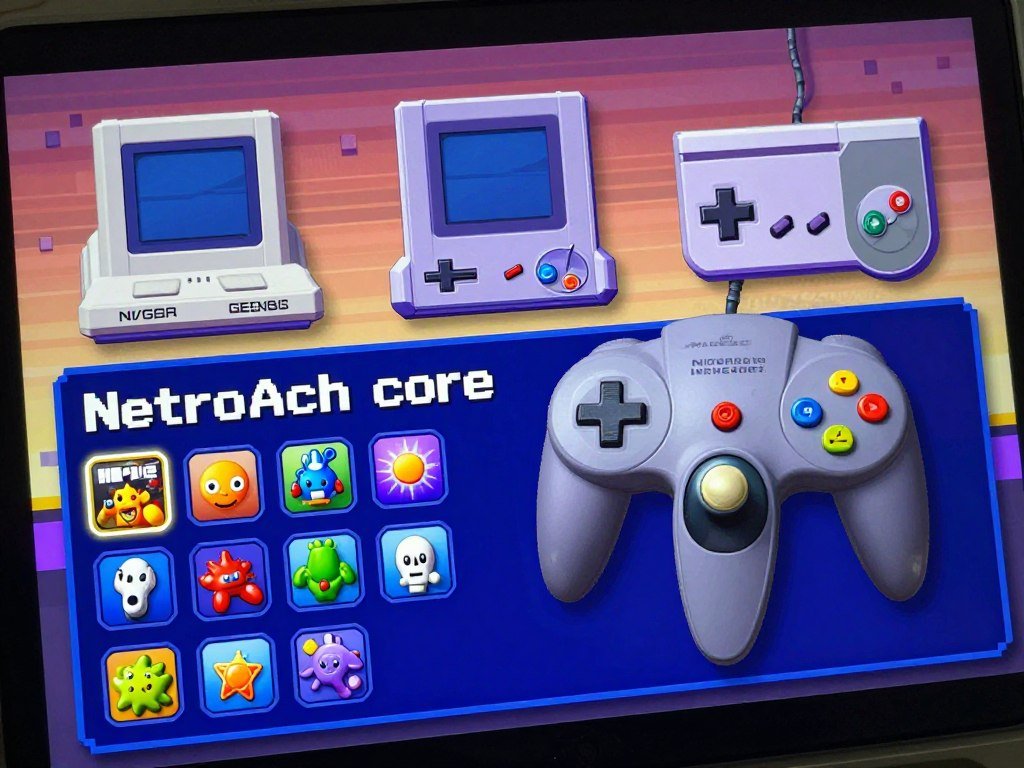 RetroArch core menu showing N64 and other retro systems RetroArch core menu showing N64 and other retro systems