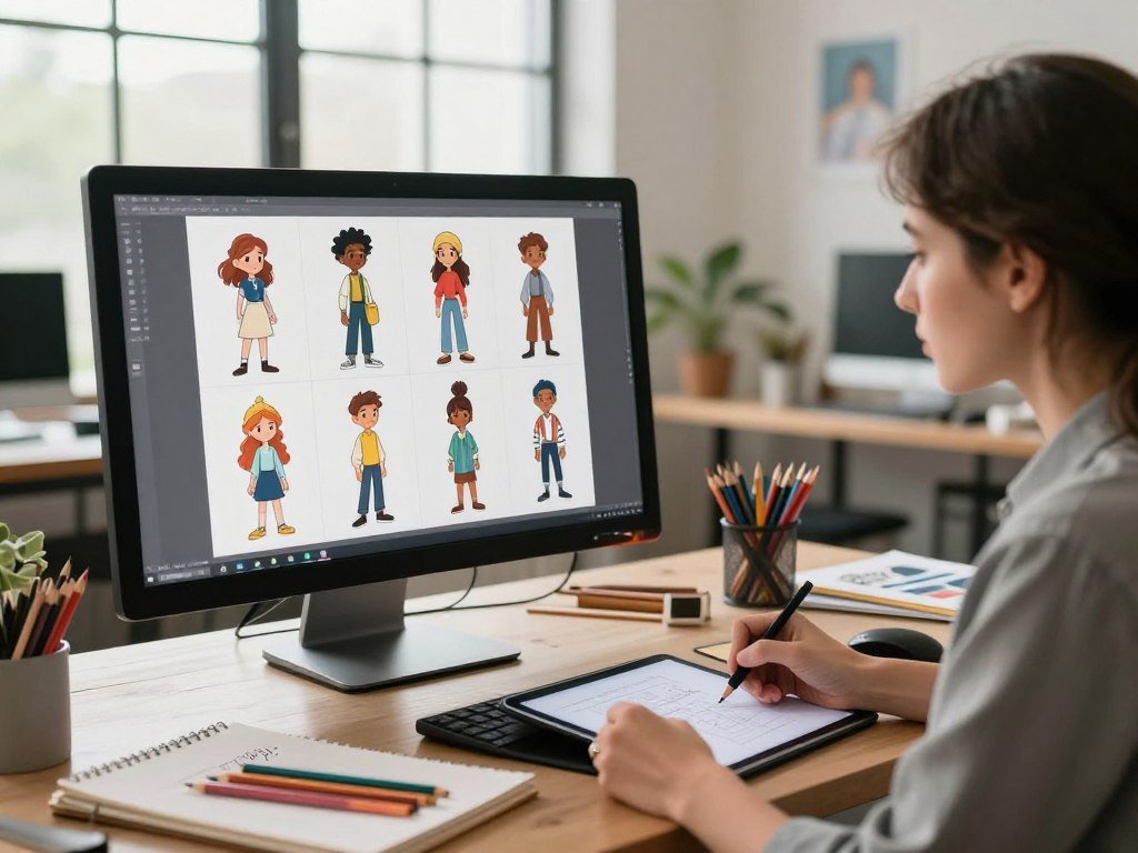 Reviewing character features across several generated images