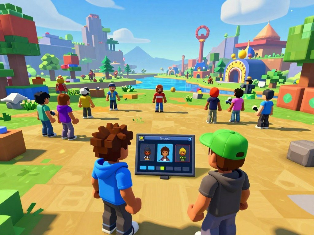 Roblox players exploring a multiplayer world on PS5 Roblox players exploring a multiplayer world on PS5
