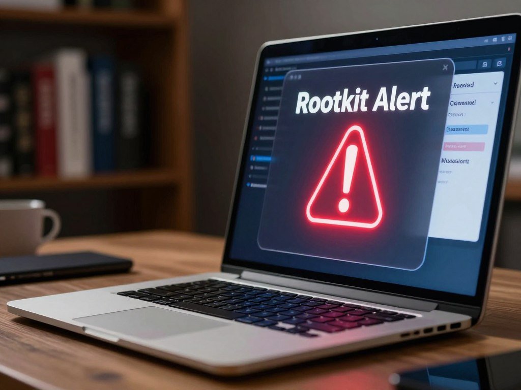 Rootkit alert on a computer beside protected account details Rootkit alert on a computer beside protected account details