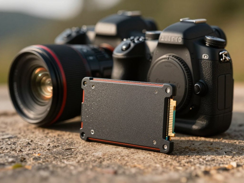 Rugged SSD beside camera gear for dust and water protection