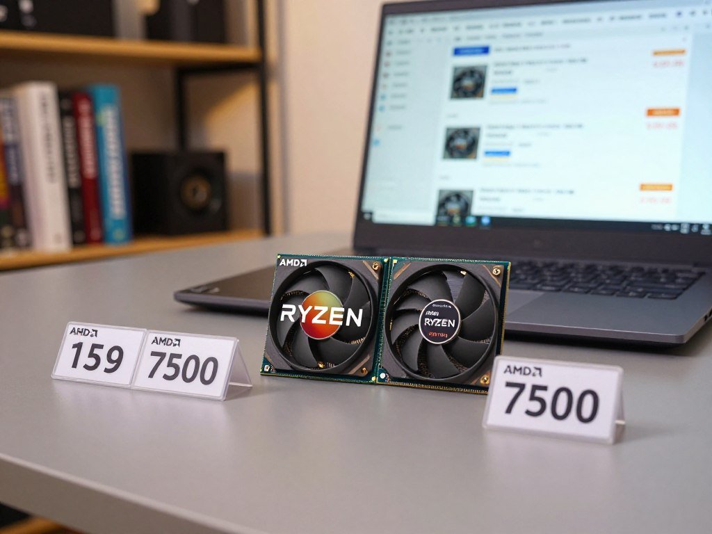 Ryzen 5500F and 7500 prices beside dated Amazon listings