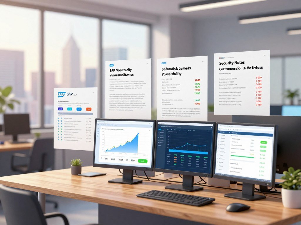 SAP security notes listed beside critical vulnerability scores SAP security notes listed beside critical vulnerability scores