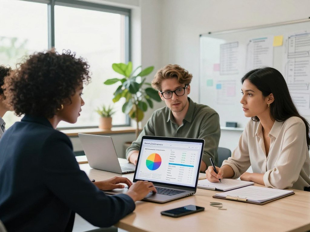 SEO team reviews tracked prompts in Semrush visibility toolkit SEO team reviews tracked prompts in Semrush visibility toolkit