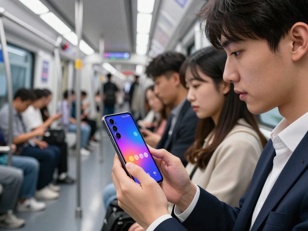 Samsung Galaxy S26 Ultra display used on public transit