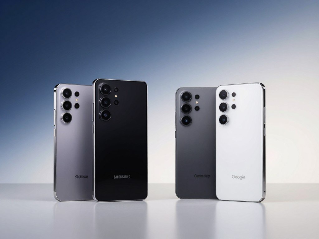 Samsung Galaxy and Google phones lined up for comparison