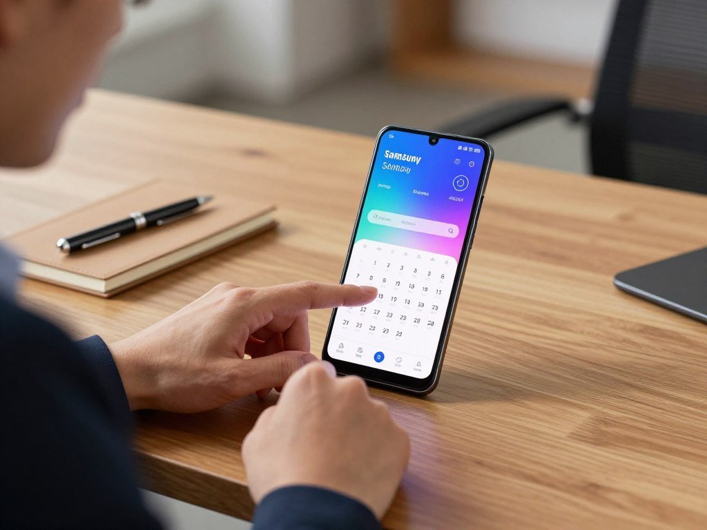 Samsung phone using an assistant with calendar and voice features Samsung phone using an assistant with calendar and voice features