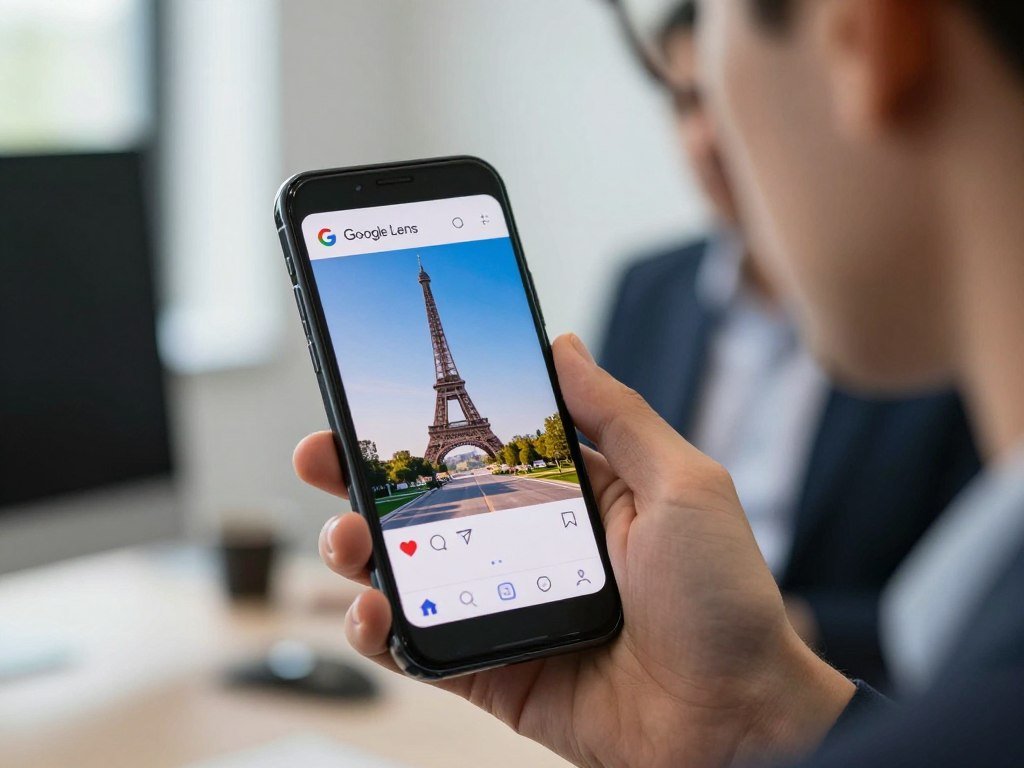 Saved screenshot selected for Google Lens image search