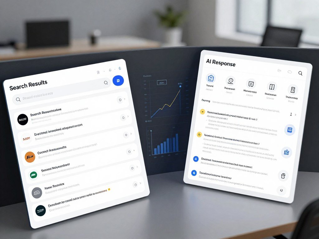 Search results and AI response compared for brand visibility Search results and AI response compared for brand visibility