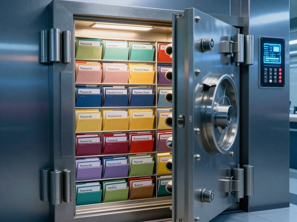Secure vault holding passwords, identity records, and payment details