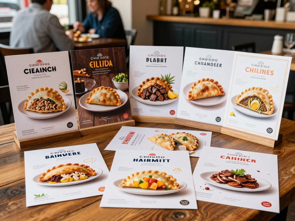 Seven Chicago empanada menus with varied savory and sweet choices