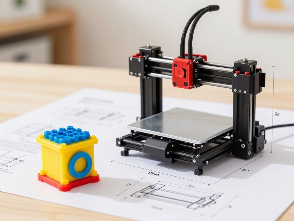 Small toy model measured beside a printer build volume diagram Small toy model measured beside a printer build volume diagram
